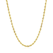Bids.com 2.5mm 14k Yellow Gold Solid Diamond Cut Rope Chain Necklaces