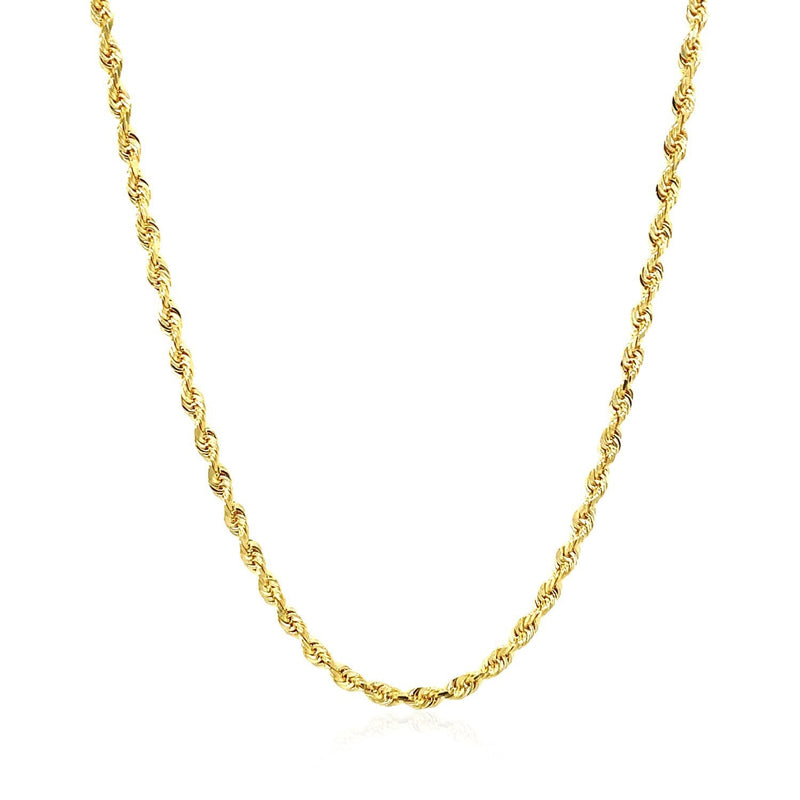 Bids.com 2.5mm 14k Yellow Gold Solid Diamond Cut Rope Chain Necklaces