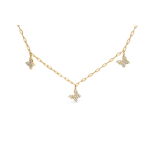 Bids.com 14KT Yellow Gold 1/2 Cttw Diamond Butterfly Station Paperclip Station Necklace (I-J Color, I1-I2 Clarity) - Adjustable 15"-17" Inches Necklaces White Smoke Yellow.Gold / 17