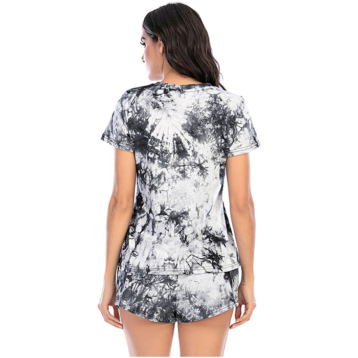 Tie-Dye Round Neck Short Sleeve Top and Shorts Lounge Set