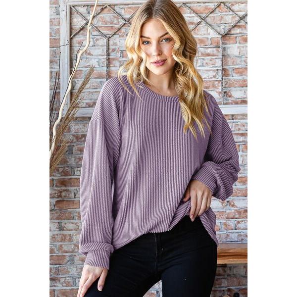 Heimish Round Neck Dropped Shoulder Blouse