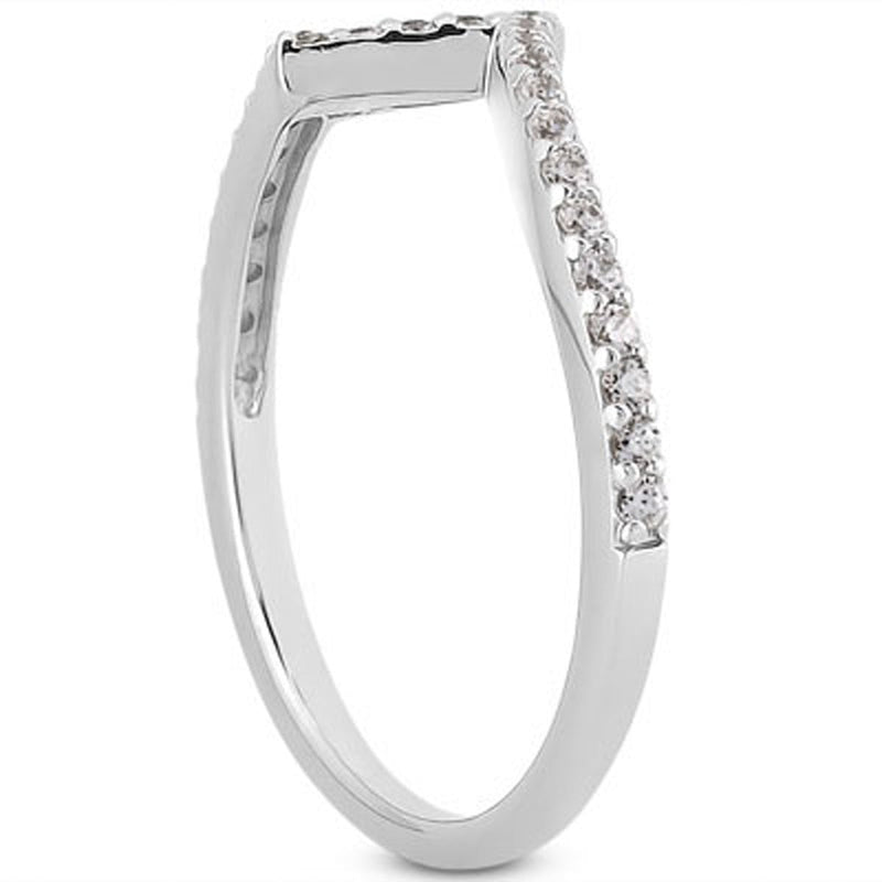 Bids.com 14k White Gold Fancy Zig Zag Pave Diamond Wedding Ring Band Rings