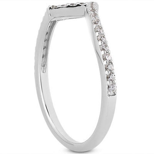 Bids.com 14k White Gold Fancy Zig Zag Pave Diamond Wedding Ring Band Rings