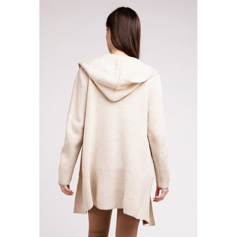 Hooded Open Front Sweater Cardigan