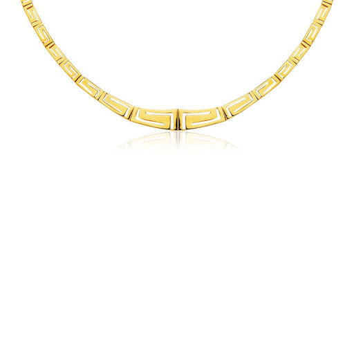 Bids.com 14K Yellow Gold Necklace with Graduated Greek Meander Motif Links Necklaces