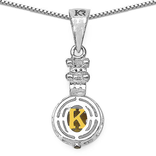 Bids.com 1.00 Carat Genuine Citrine, Champagne Diamond & White Diamond .925 Sterling Silver Pendant Pendants
