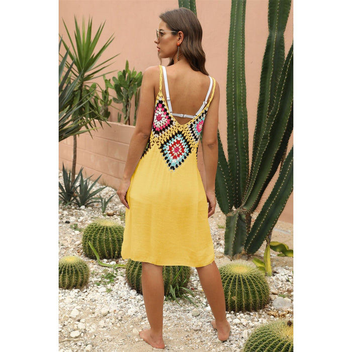 Geometric V-Neck Spaghetti Strap Cover Up Dress