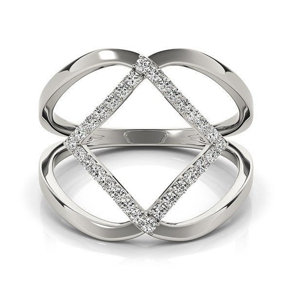 Bids.com 14k White Gold Interlaced Design Diamond Ring (1/5 cttw) Rings