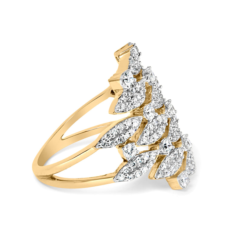 Bids.com 14K Yellow Gold 1.0 Cttw Diamond Geometric Stacked Open Cocktail Ring (I-J Color, I1-I2 Clarity) - Ring Size 7 Rings