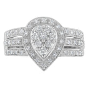 Bids.com 10K White Gold Round Cut Diamond Teardrop Ring (1/2 Cttw, H-I Color, SI2-I1 Clarity) - Size 6-1/2 Rings