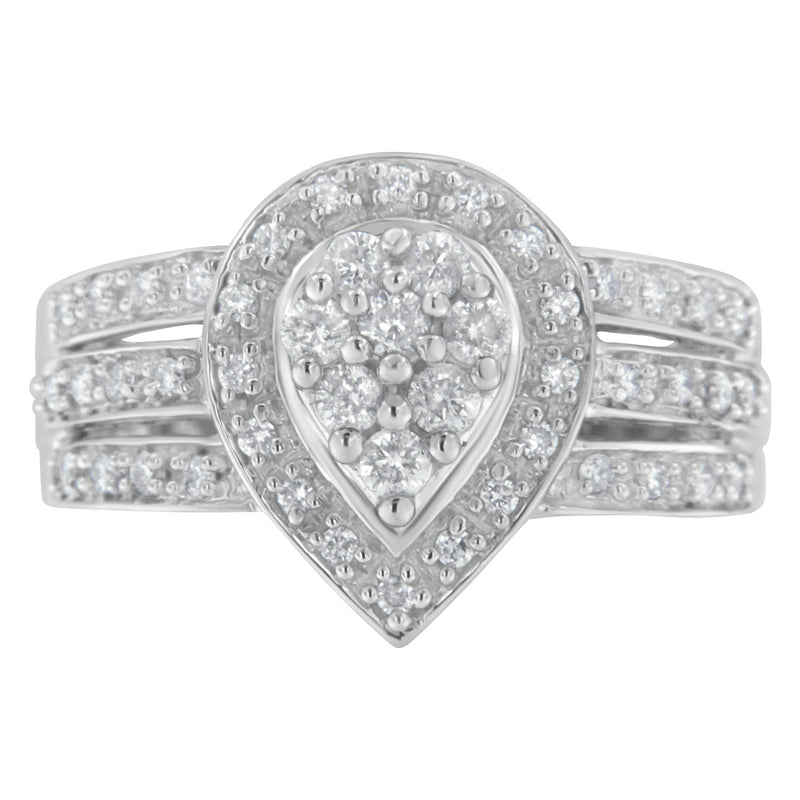 Bids.com 10K White Gold Round Cut Diamond Teardrop Ring (1/2 Cttw, H-I Color, SI2-I1 Clarity) - Size 6-1/2 Rings