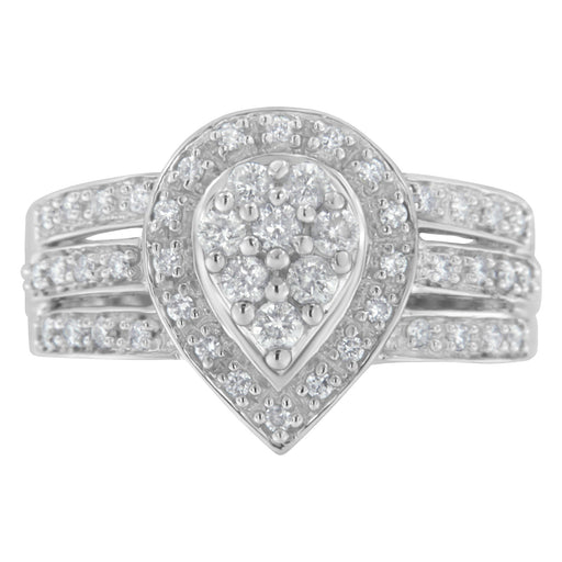 Bids.com 10K White Gold Round Cut Diamond Teardrop Ring (1/2 Cttw, H-I Color, SI2-I1 Clarity) - Size 6-1/2 Rings