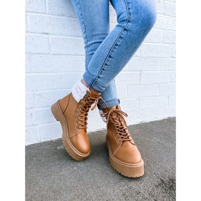 Jessi Lace Up Boot in Tan