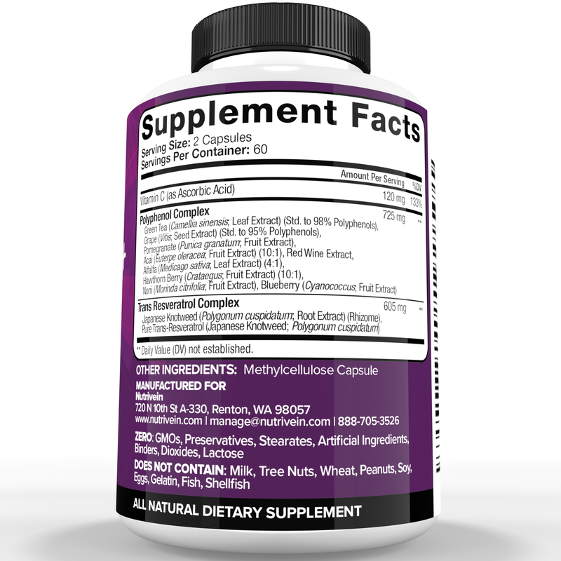 Nutrivein Resveratrol - 120 Capsules RP-IIR3-VE7F