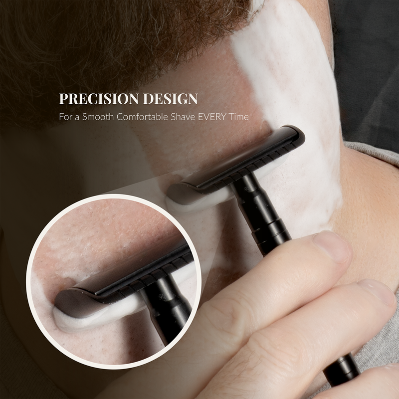 Lather & Wood Shaving Co Safety Razor - Baron Elite - Noir Black Men Grooming, Health