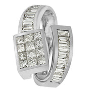 Bids.com 14K White Gold 2 cttw Princess and Baguette Cut Diamond Double Loop Pendant Necklace (G-H, VS1-VS2) Necklaces