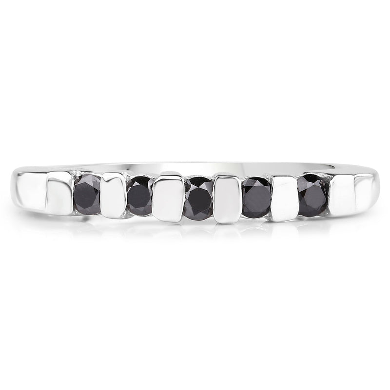 Bids.com 0.50 Carat Genuine Black Diamond .925 Sterling Silver Ring Rings