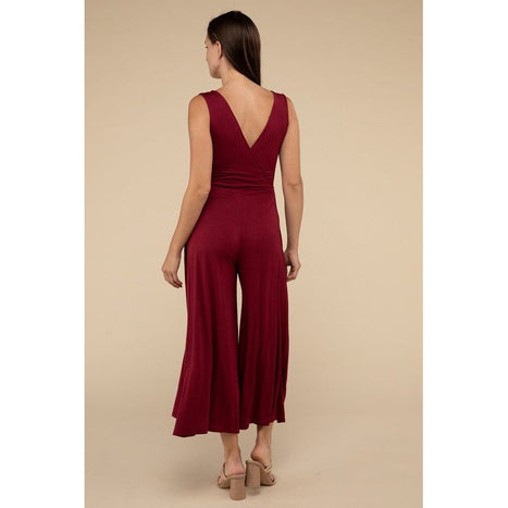 Surplice Neckline Sleeveless Jumpsuit