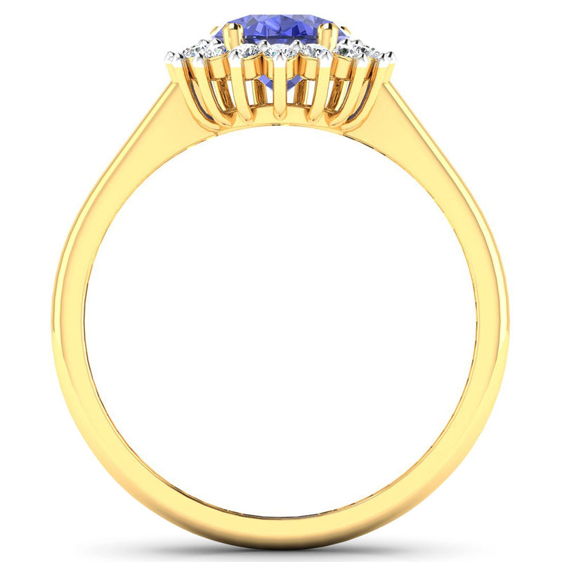 Bids.com 1.92 Carat Genuine Tanzanite and White Diamond 14K Yellow Gold Ring Rings