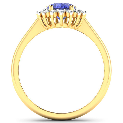 Bids.com 1.92 Carat Genuine Tanzanite and White Diamond 14K Yellow Gold Ring Rings
