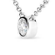 Bids.com AGS Certified 10K White Gold 1/3 Cttw Bezel Set Round Diamond Solitaire 16-18" Adjustable Pendant Necklace (I-J Color, SI1-SI2 Clarity) Necklaces