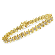 Bids.com 10K Yellow Gold Plated .925 Sterling Silver 7.0 cttw 2-Prong Set Round Brilliant Cut Diamond "S" Link Bracelet (J-K color, I1-I2 clarity) - 7" Bracelets