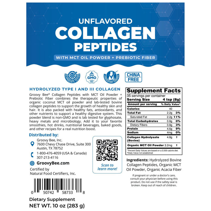 Brighteon Store - Collagen Peptides + Mct Oil Powder + Prebiotic Fiber - Unflavored 10 Oz (283G)