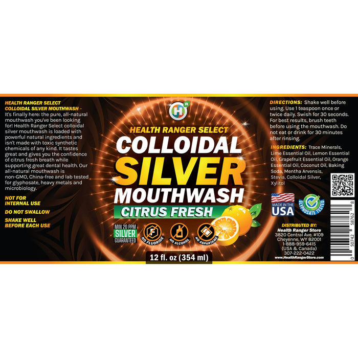Brighteon Store - Colloidal Silver Citrus Fresh Mouthwash 12Oz (354Ml)