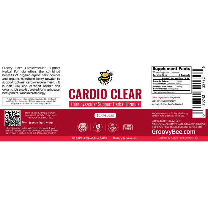 Brighteon Store - Cardio Clear - Cardiovascular Support Herbal Formula 60 Caps (400Mg)