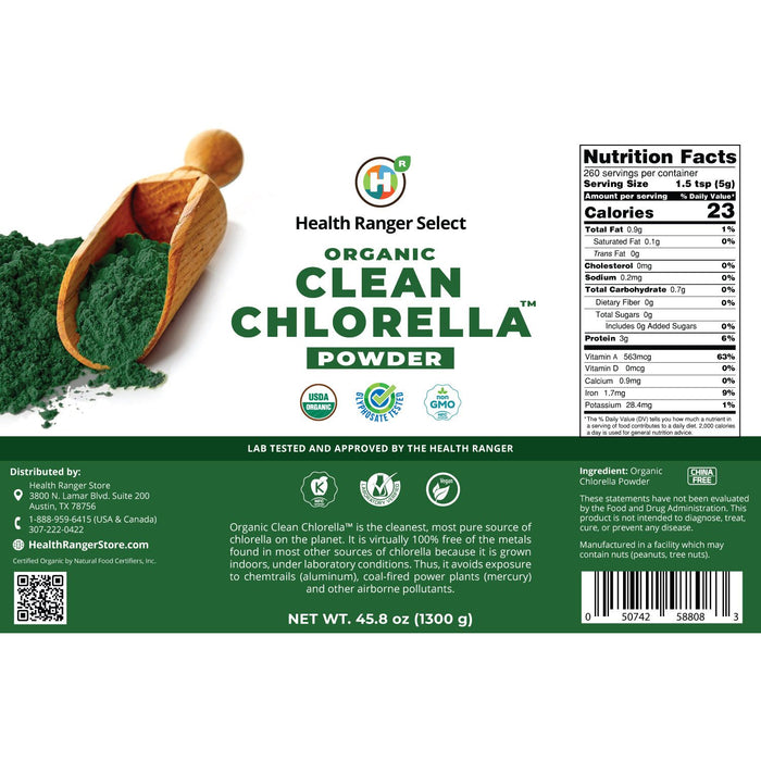 Organic Clean Chlorella Powder 45.8 oz (1300 g) (#10 Can)