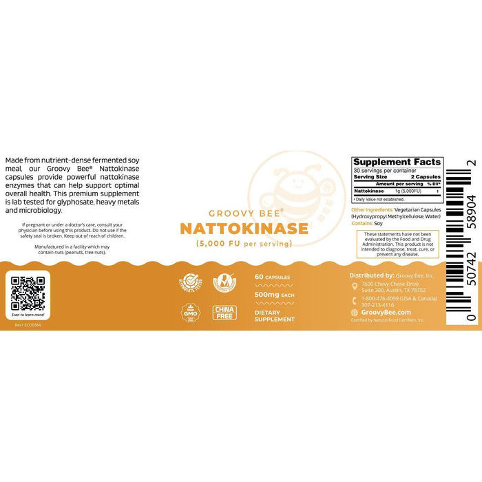 Nattokinase (5,000 FU per Serving) 60 Capsules (500mg Each)