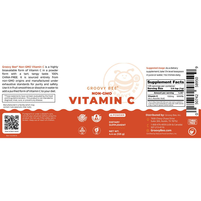 Non-GMO Vitamin C Powder 4.4 oz (125g)