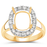 Bids.com 0.51 Carat Genuine White Diamond 14K Yellow Gold Semi Mount Ring - holds 10x8mm Cushion Gemstone Rings