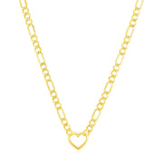 Bids.com 14k Yellow Gold Figaro Chain Necklace with Heart Necklaces