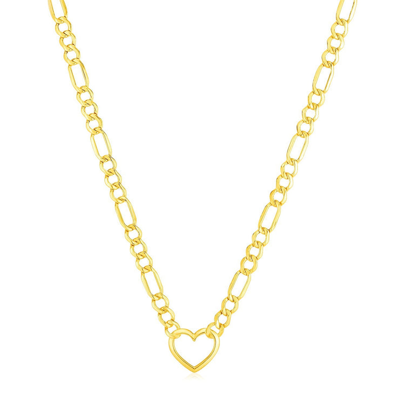 Bids.com 14k Yellow Gold Figaro Chain Necklace with Heart Necklaces