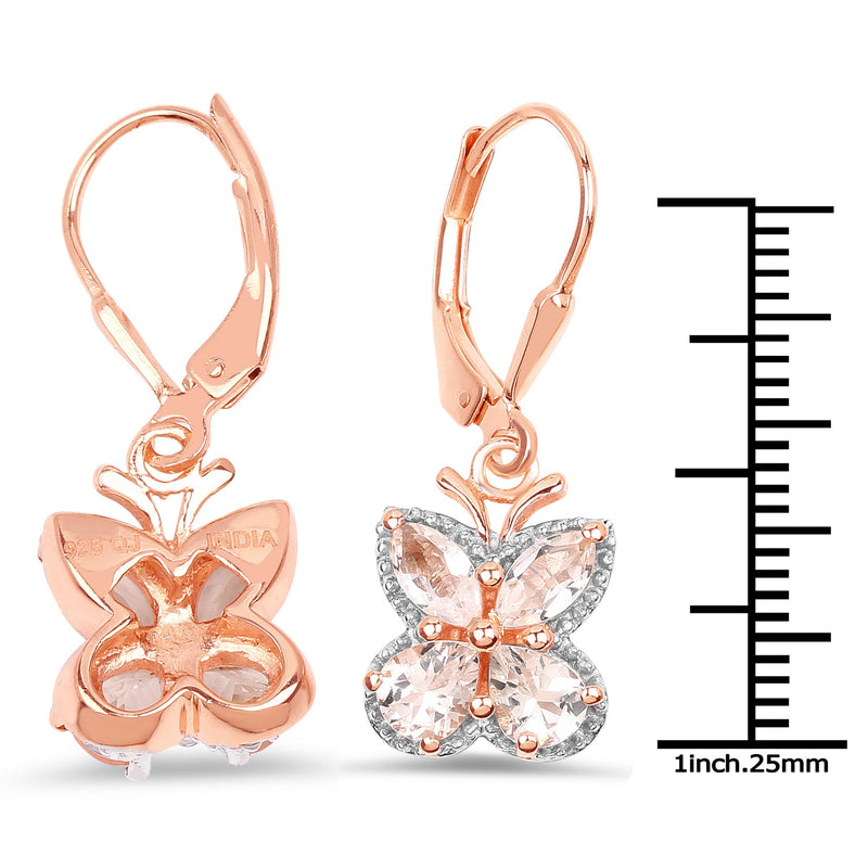 Bids.com 18K Rose Gold Plated 1.88 Carat Genuine Morganite .925 Sterling Silver Earrings Earrings