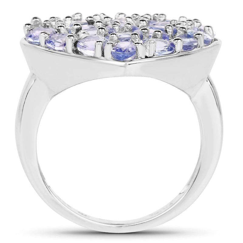 Bids.com 3.96 Carat Genuine Tanzanite .925 Sterling Silver Ring Rings