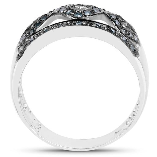 Bids.com 0.32 Carat Genuine Blue Diamond .925 Sterling Silver Ring Rings