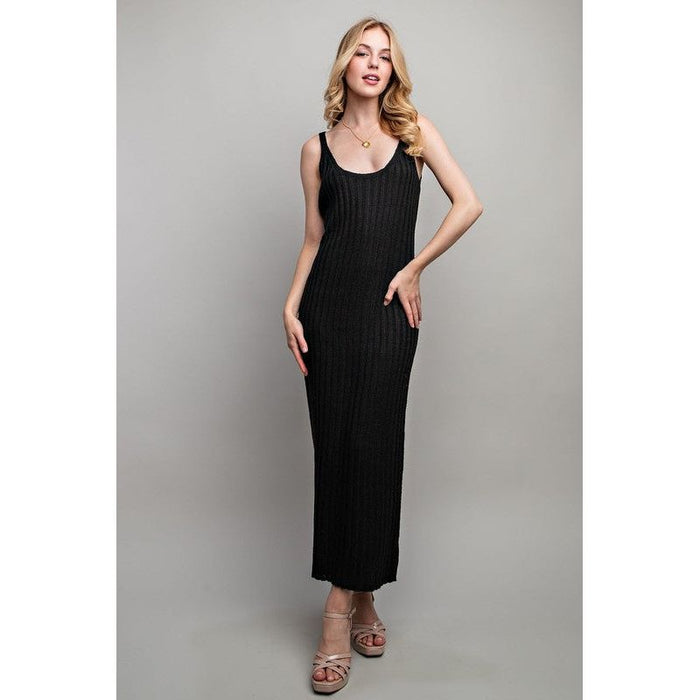 RIBBED-KNIT MAXI DRESS