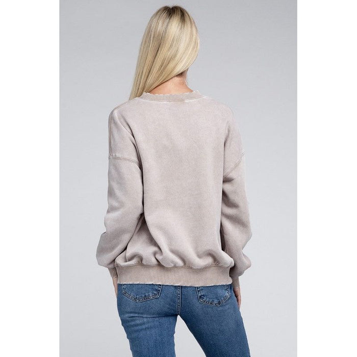 Acid Wash Fleece Oversized Pullover