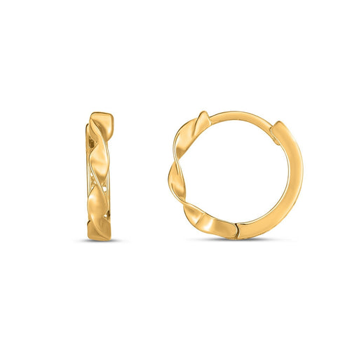 Bids.com 14k Yellow Gold Twist Huggie Hoops Earrings White Smoke Yellow Gold
