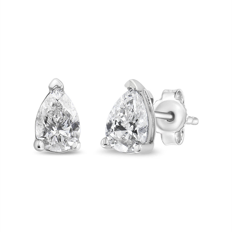 Bids.com 14K White Gold 1/2 Cttw Pear Shape Solitaire Lab Grown Diamond Stud Earrings (F-G Color, VS2-SI1 Clarity) Earrings