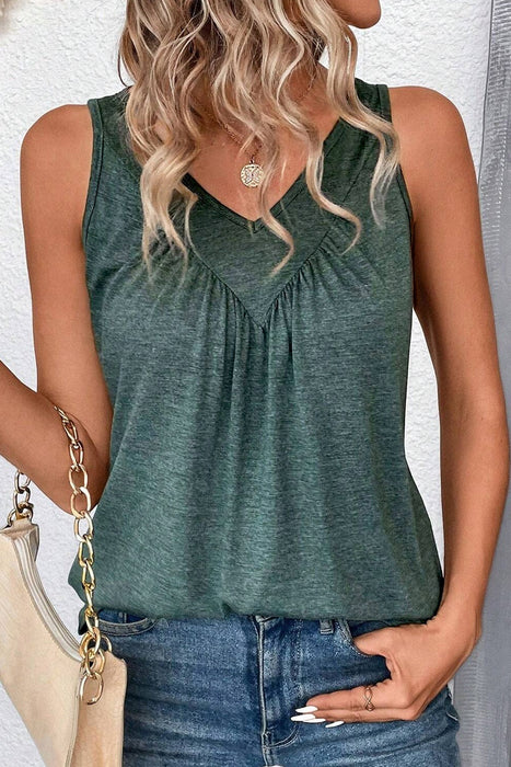 V-Neck Wide Strap Tank Top in Black Forest