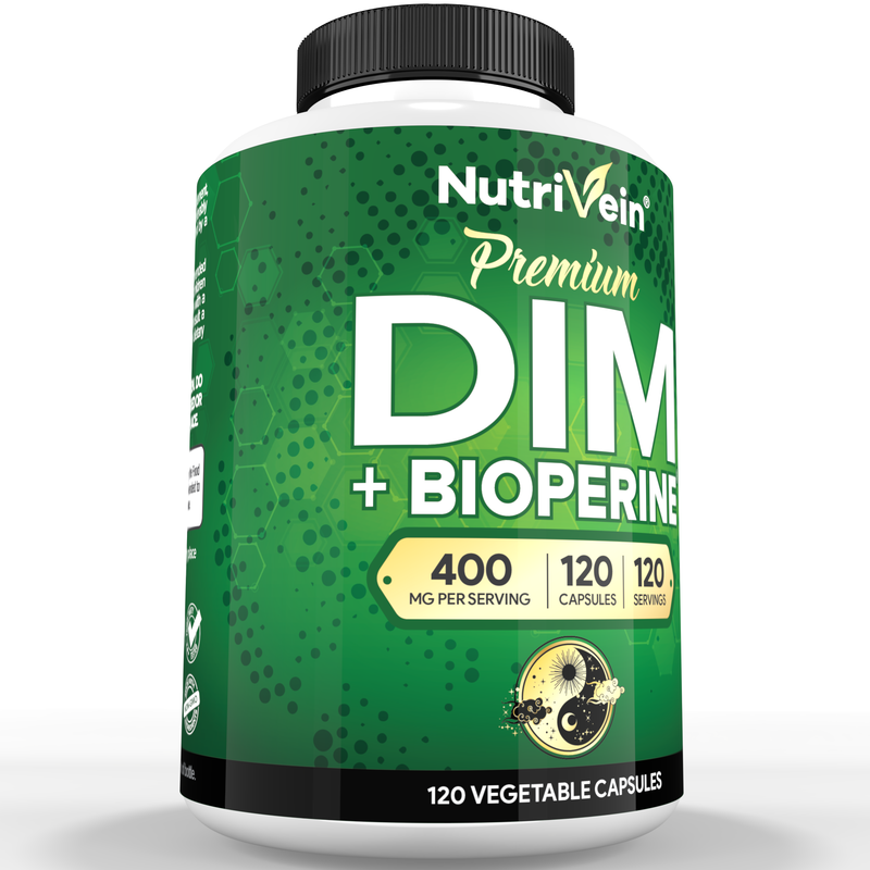 Nutrivein DIM Supplement 400mg Diindolylmethane Plus Bioperine - 120 Capsules 02-WL4T-HRHE