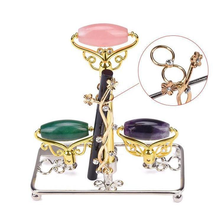 ZAQ Skin & Body Limited Edition - Magic Wand - Jade, Rose Quartz, Amethyst Facial Roller w/ Stand