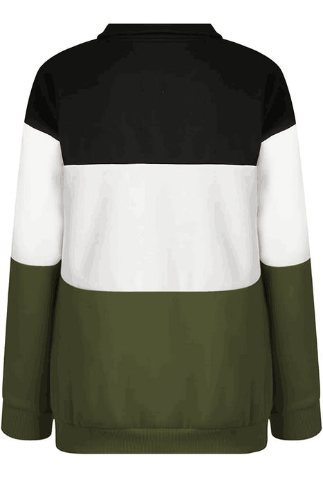 Color Block Quarter Zip Long Sleeve Sweatshirt