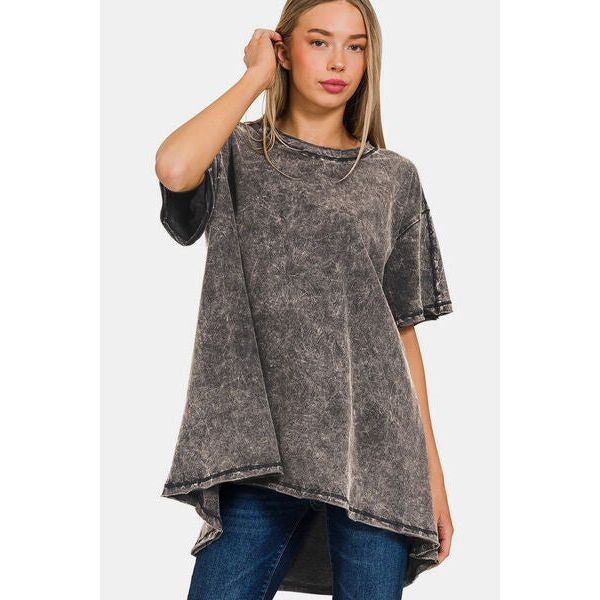 Zenana Round Neck Dropped Shoulder Blouse