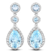 Bids.com 9.46 Carat Genuine Blue Topaz & White Topaz .925 Sterling Silver Earrings Earrings