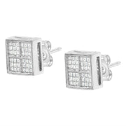 Bids.com 14K White Gold 1/2 Cttw Princess Diamond Composite Box Shape Milgrain Stud Earrings (H-I Color, SI1-SI2 Clarity) Earrings