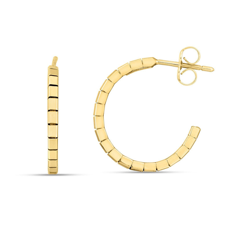 Bids.com 14k Yellow Gold Brick Omega Hoop Earrings Earrings